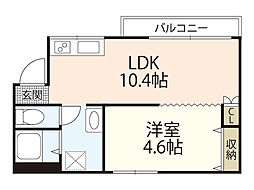 カズヒロハイツ 1LDKの間取図画像
