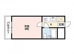 牛田フラッツ 1Kの間取図画像