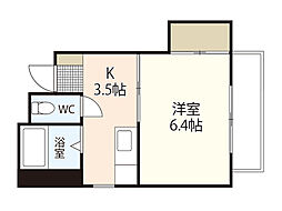グローバルプチ高須 1Kの間取図画像