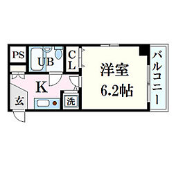 K・ARCADIA 1Kの間取図画像
