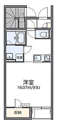 レオネクストグリーンパレス住岡 ワンルームの間取図画像