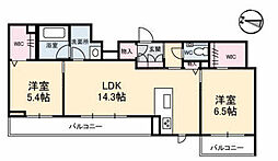 エスポワールネオ 2LDKの間取図画像