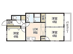 カーサ・ヴェルダ 3DKの間取図画像