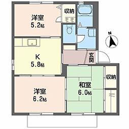 シャーメゾン西本町B 3Kの間取図画像