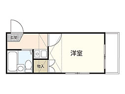スカイヒルズ廿日市本町 1Kの間取図画像