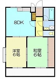 ラクーンパレス 2DKの間取図画像
