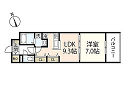 エムテラッツァ吉島東 1LDKの間取図画像