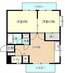 ウィングハイツ 2DKの間取図画像
