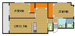ナナツマチコーポA 2LDKの間取図画像