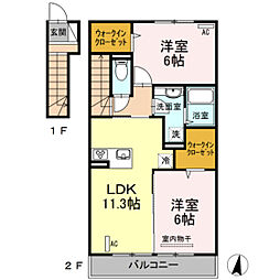 アミティエM 2LDKの間取図画像