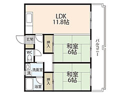 第2しづマンション 2LDKの間取図画像