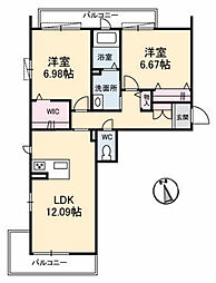 サンハイツ雅洋 2LDKの間取図画像