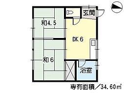 第一落海ビル 2DKの間取図画像