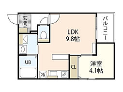 Lien広中新開 1LDKの間取図画像