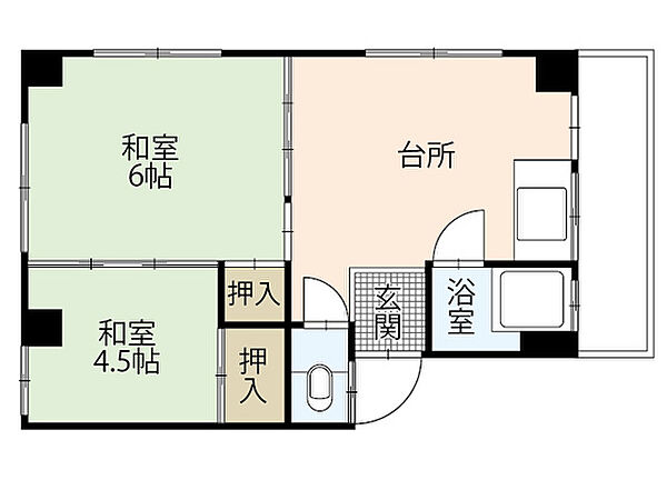 広島県広島市中区舟入幸町(賃貸マンション2DK・3階・32.00㎡)の写真 その2