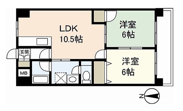 広島県広島市中区堺町2丁目(賃貸マンション2LDK・3階・48.52㎡)の写真 その2