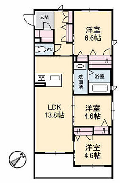 広島県広島市西区庚午北2丁目(賃貸マンション3LDK・1階・70.34㎡)の写真 その2