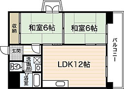 ハイネス横川 2LDKの間取図画像