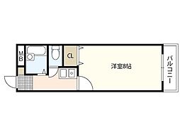 パーク吉山 2階1Kの間取り