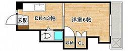 柳川ビル 1DKの間取図画像