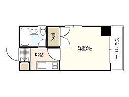 リーベイースト7 1Kの間取図画像