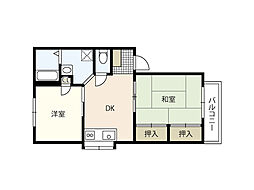 フレグランス杉村 1階2DKの間取り