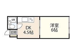第2正信ビル 1Kの間取図画像