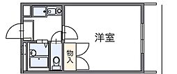 レオパレスアトリオ 1Kの間取図画像