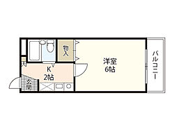 プレアデスマンションIII 4階1Kの間取り