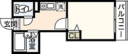 メゾフォルテ大宮 3階1Kの間取り