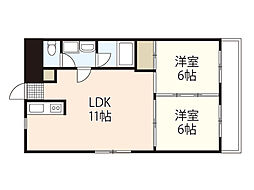 ロータスビル 4階2LDKの間取り