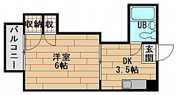 コーポ安留 1Kの間取図画像