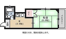 ヴィラ翠町 1Kの間取図画像