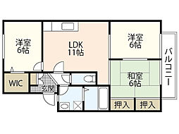 ハイカムール西 3LDKの間取図画像