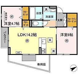 ボヌール祇園 1階2LDKの間取り