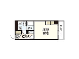 La Shanti 本川 3階1Kの間取り