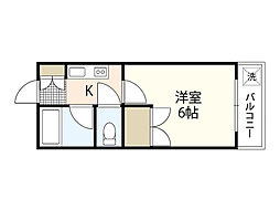 アルヴェール庚午 1Kの間取図画像