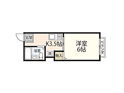 ハイム小田 2階1Kの間取り