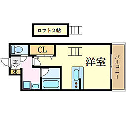 金屋町グランデ ワンルームの間取図画像