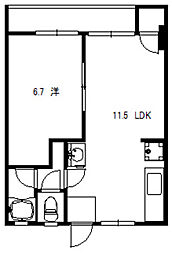 細田山ビル 2階1LDKの間取り