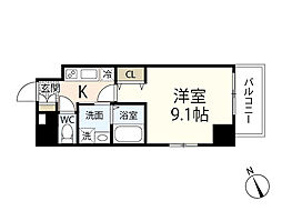 ソアヴィータ祇園大橋 4階1Kの間取り