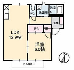 パストラル　Ａ 2階1LDKの間取り