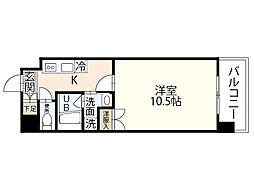 ＦＬＡＲＥ城北 4階1Kの間取り