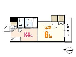 第一下原ビル 1Kの間取図画像