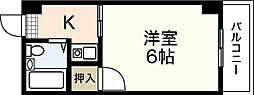 ハイパーク庚午 1Kの間取図画像