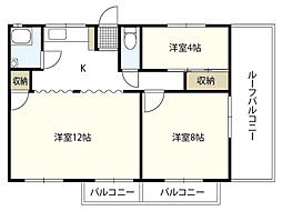 嵯峨野ハイツ 3Kの間取図画像