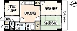 ヴィラ七軒茶屋 3DKの間取図画像