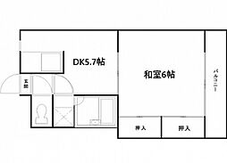 ツインズ大町1 1DKの間取図画像