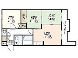 住吉コーポ 3LDKの間取図画像