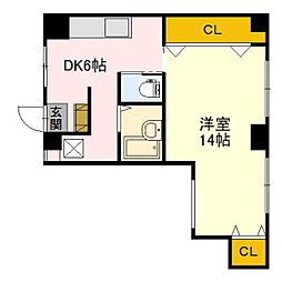 中田ビル 1DKの間取図画像